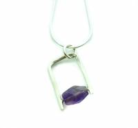 Dainty Amethyst Geo Wire Pendant