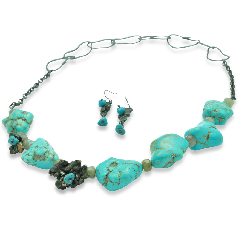 Turquoise Nugget Necklace Set