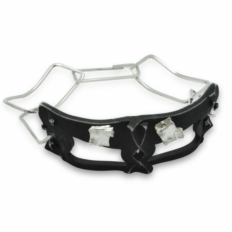 black rectangle half silver linked bracelet