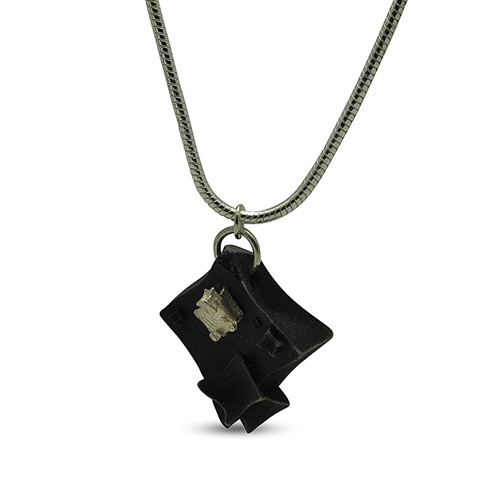 large black cube silver cube detail pendant side - web