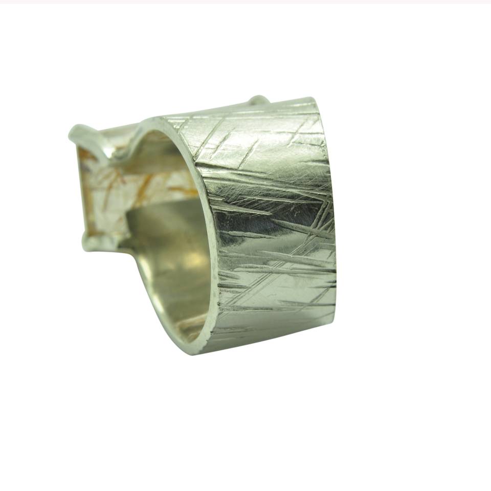 gold rutiled quartz chunky cocktail ring